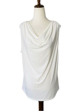 CJ BANKS Ivory Drape Neck Top